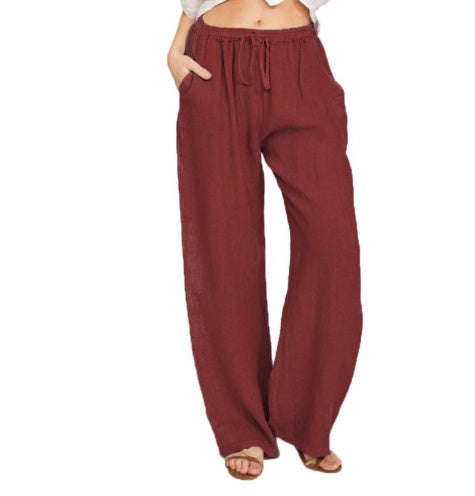 LUCCI Curated Linen-Blend Wide Leg Pants