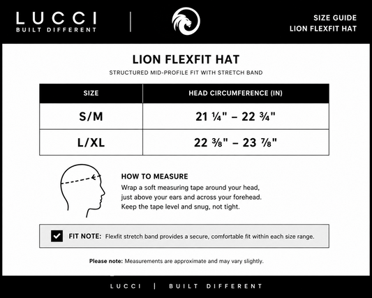 LUCCI Lion Flexfit Hat — White / Black (Copy)