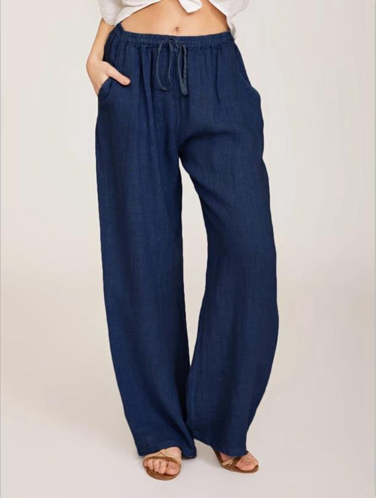LUCCI Curated Linen-Blend Wide Leg Pants