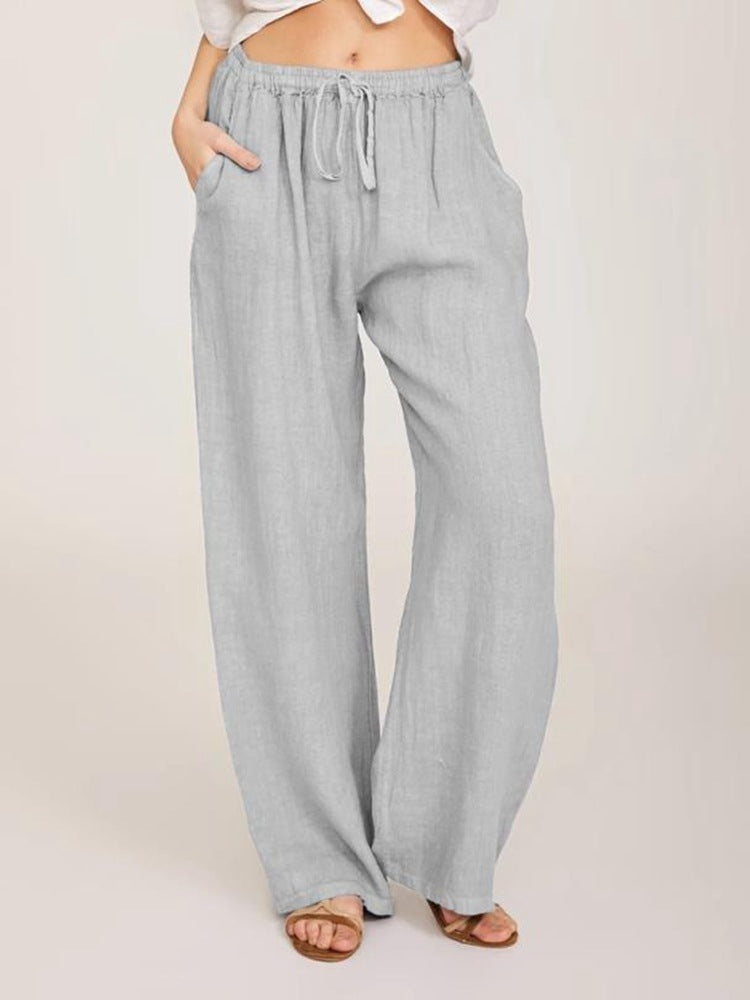 LUCCI Curated Linen-Blend Wide Leg Pants