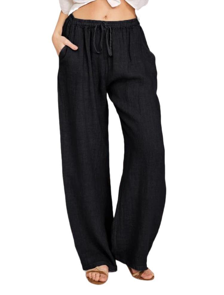 LUCCI Curated Linen-Blend Wide Leg Pants