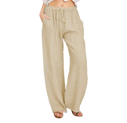 LUCCI Curated Linen-Blend Wide Leg Pants