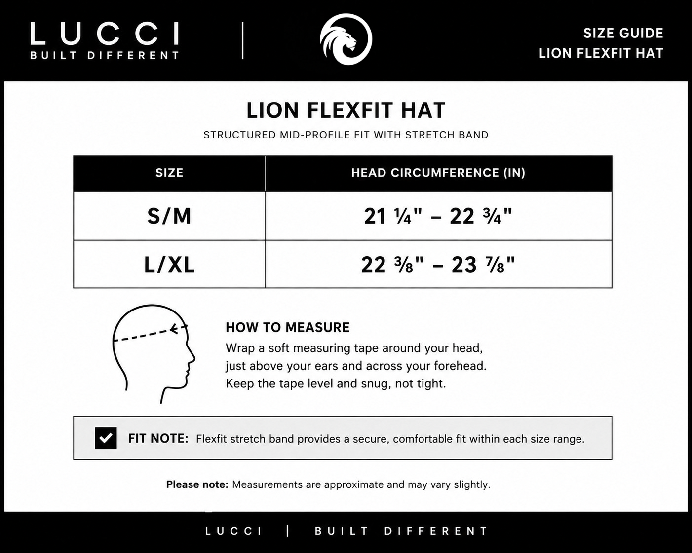 LUCCI Lion Flexfit Hat — White / Black