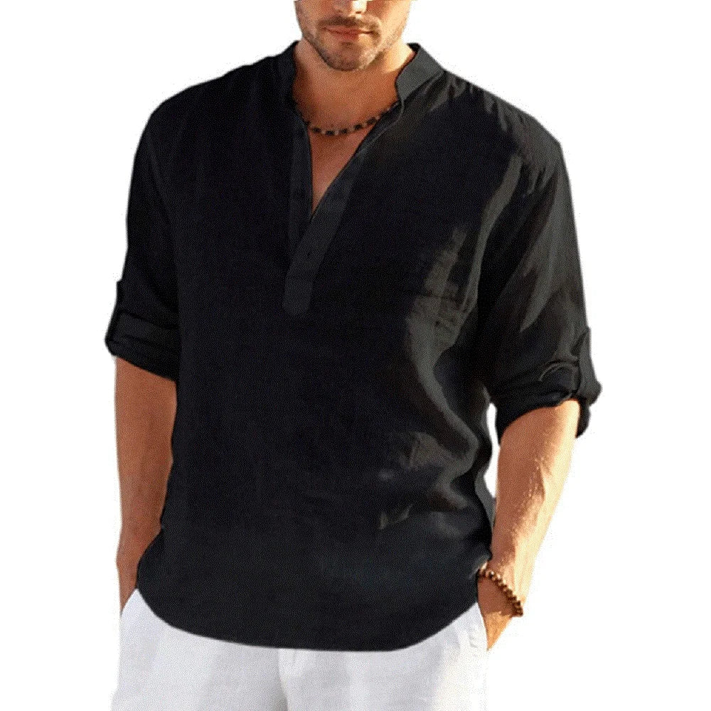 Curated Men's Casual Cotton Linen Shirt