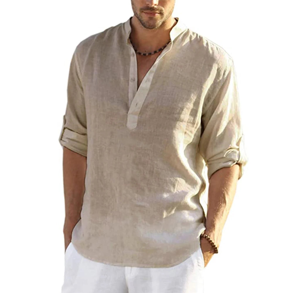 Curated Men's Casual Cotton Linen Shirt