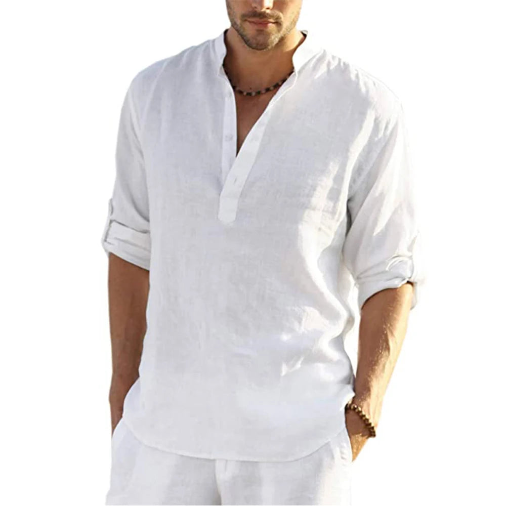 Curated Men's Casual Cotton Linen Shirt