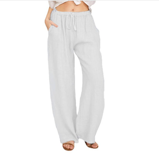 LUCCI Curated Linen-Blend Wide Leg Pants